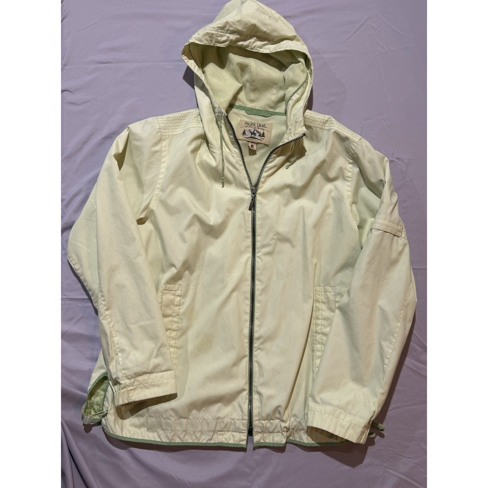 VTG Pacific Trail Hooded Windbreaker Jacket Womens XL Pale Yellow Outdoor Gorp